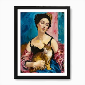 Lady With A Cat Art Print