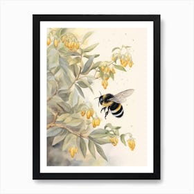 Eastern Bumble Bee Beehive Watercolour Illustration 1 Art Print