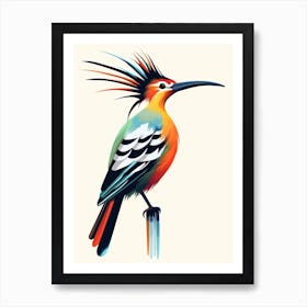 Colourful Geometric Bird Hoopoe 3 Art Print