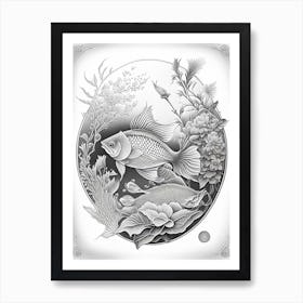 Hikari Utsuri Koi Fish Haeckel Style Illustastration Art Print