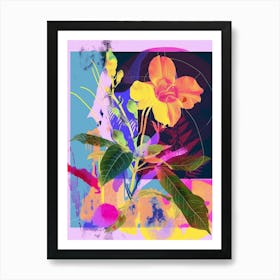 Evening Primrose 4 Neon Flower Collage Poster