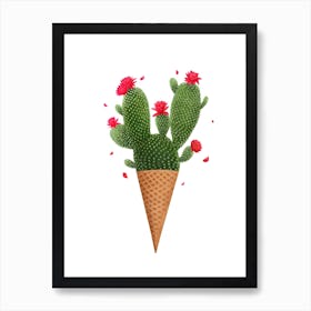 Ice Cream With Cactuses Art Print