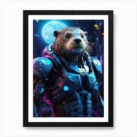 Otter In Cyborg Body #3 Art Print