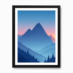 Misty Mountains Vertical Composition In Blue Tone 34 Art Print