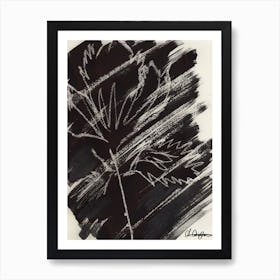 Black And White Leaf Ink Art Print