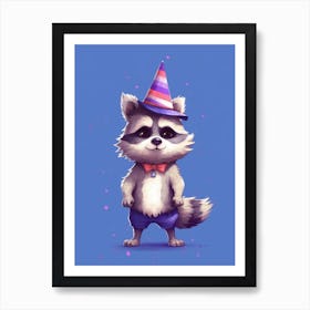 Cute Kawaii Cartoon Raccoon 1 Art Print