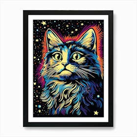 Celestial Purrsuit, Psychedelic Cats series Art Print