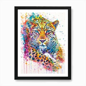 Leopard Colourful Watercolour 3 Art Print