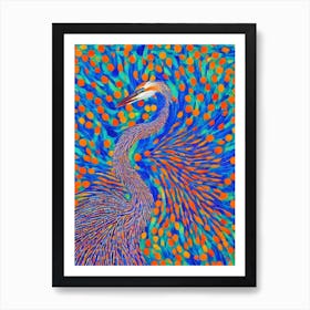 Great Blue Heron Yayoi Kusama Style Illustration Bird Art Print