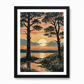 Sunset By The Water Art Print