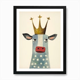 Little Cow 3 Wearing A Crown Art Print