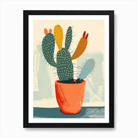 Pincushion Cactus Minimalist Abstract Illustration 4 Art Print