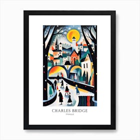 Charles Bridge Prague Colourful 3 Travel Poster Art Print