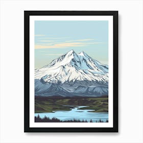 Mount St Helens Usa Color Line Drawing (4) Art Print