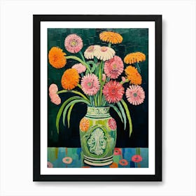 Flowers In A Vase Still Life Painting Everlasting Flower 4 Art Print