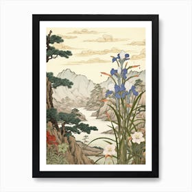 Ayame Japanese Iris 2 Japanese Botanical Illustration Art Print