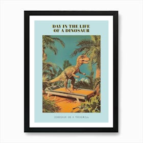 Dinosaur On The Treadmill Retro Collage 2 Poster Art Print