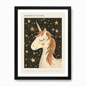 Unicorn With The Stars Muted Mocha Pastels 2 Poster Art Print