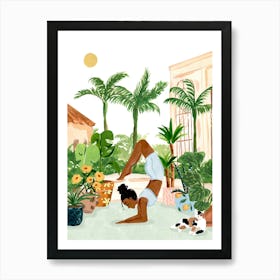 Yoga In the Courtyard Art Print