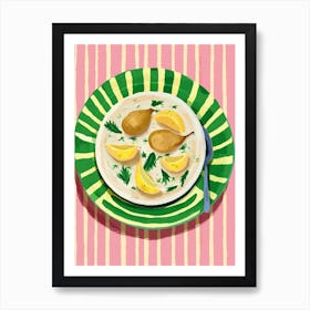 A Plate Of Pears 3 Top View Food Illustration 1 Art Print