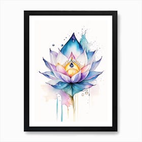 Lotus Flower, Symbol, Third Eye Watercolour 2 Art Print