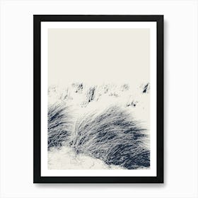 Sand Dunes, Beach Grass in Blue Art Print