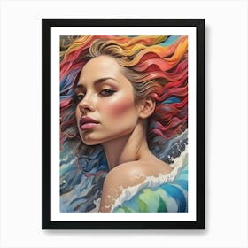 Woman With Colorful Hair 5 Art Print