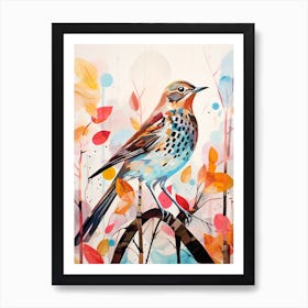 Bird Painting Collage Hermit Thrush 4 Art Print