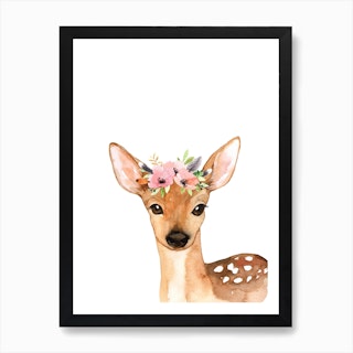 Floral Deer Art Print