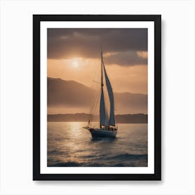 Sailboat At Sunset 1 Art Print