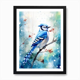 Snowy Blue Jay 3 Art Print