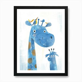 Small Joyful Giraffe With A Bird On Its Head 6 Art Print