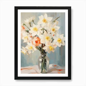 Daffodil Flower Still Life Painting 3 Dreamy Art Print