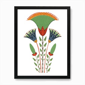 Egyptian Lotus Flowers Ancient Egypt Nature Botanical Retro Papyrus Floral Bouquet Art Print