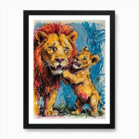 Default Draw Me A Dramatic Oil Painting Of A Lion Cub Playfull 2 Art Print