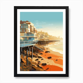 Abstract Illustration Of Southend On Sea Beach Essex Orange Hues 2 Art Print