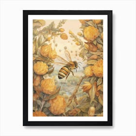 Nectar Bee Beehive Watercolour Illustration 1 Art Print