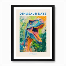 Rawrsome Orange Blue Dinosaur Poster Art Print