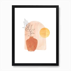 Abstract vase and plant Art Print