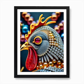 Rooster With Pearls Art Print