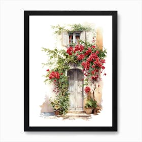 Nice, France   Mediterranean Doors Watercolour Painting 4 Art Print