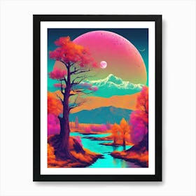 Psychedelic Landscape Painting Art Print