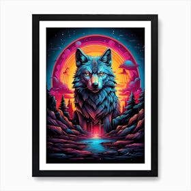 Psychedelic Wolf 3 Art Print