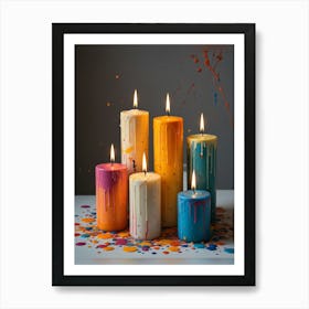 Candles With Paint Drips Art Print