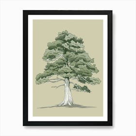 Cedar Tree Minimalistic Drawing 4 Art Print