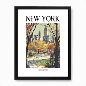 Central Park New York Colourful Silkscreen Illustration 4 Poster Art Print