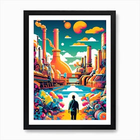 Futuristic City, industry, abstract art Art Print