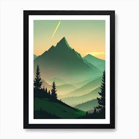 Misty Mountains Vertical Composition In Green Tone 177 Art Print