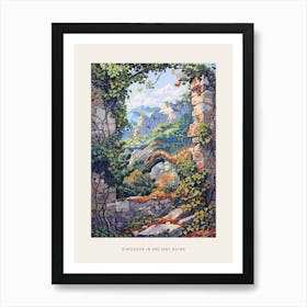 Dinosaur Ancient Ruins Painting 1 Poster Art Print