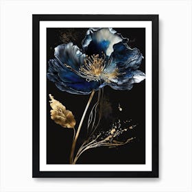 Luxurious White Blue Gold Floral(3) Art Print